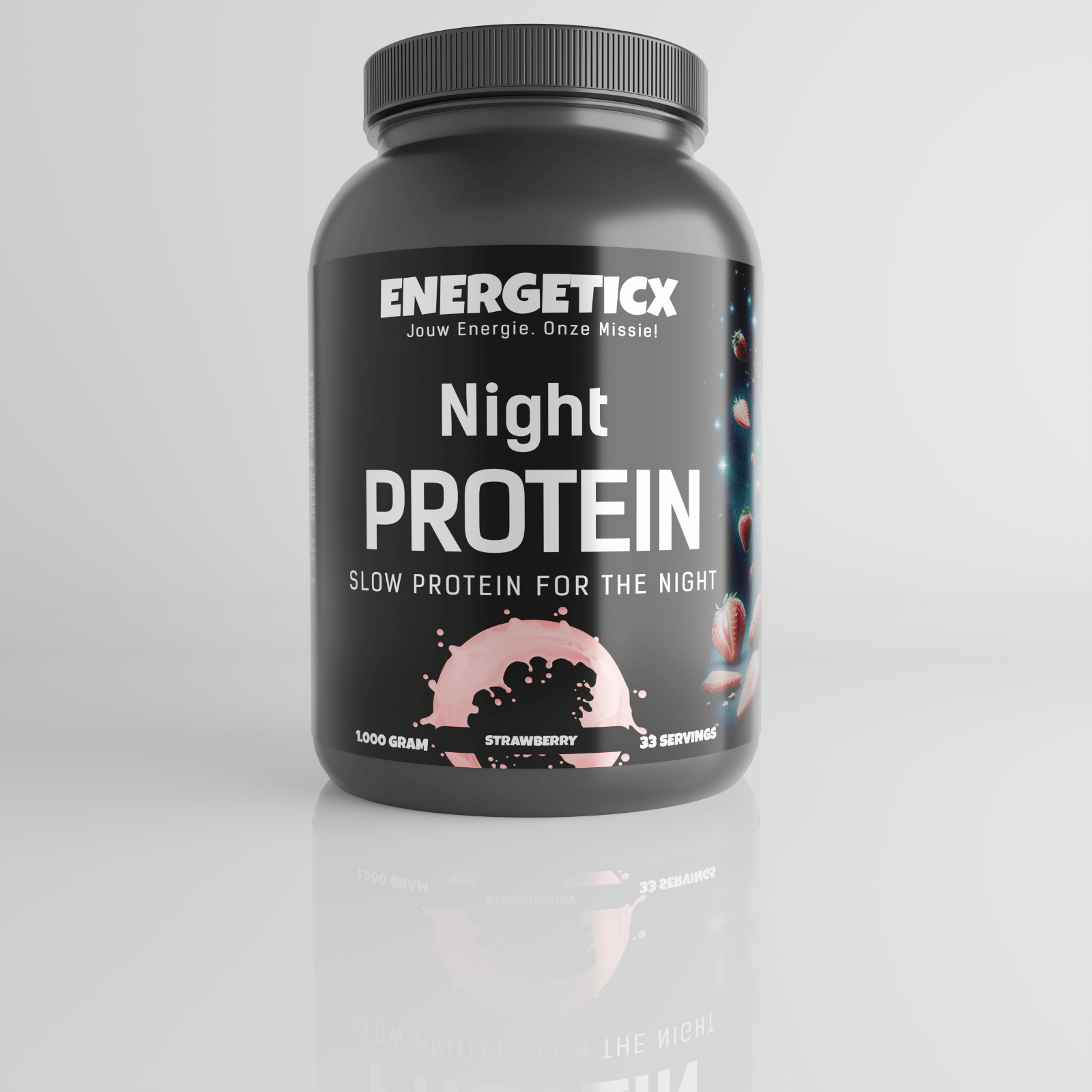 Night Casein Proteïne Aardbei - Langzaam verteerbaar eiwit voor's nachts, met smaakvolle smaken.