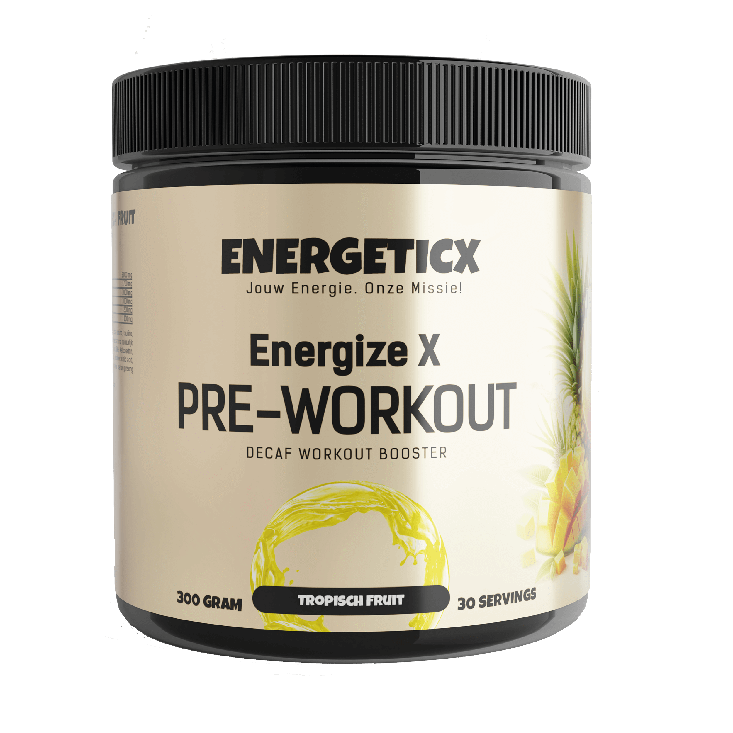 EnergizeX Tropical DECAF - Cafeïnevrije pre-workout met tropische smaak voor energieboost vóór de training. voor 2 