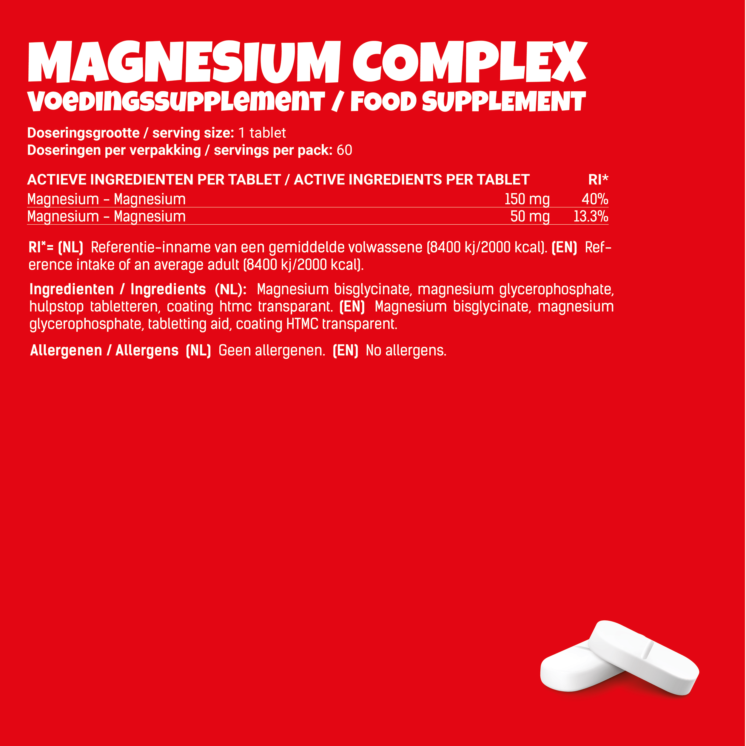 energeticx magnesium complex voedingswaarden