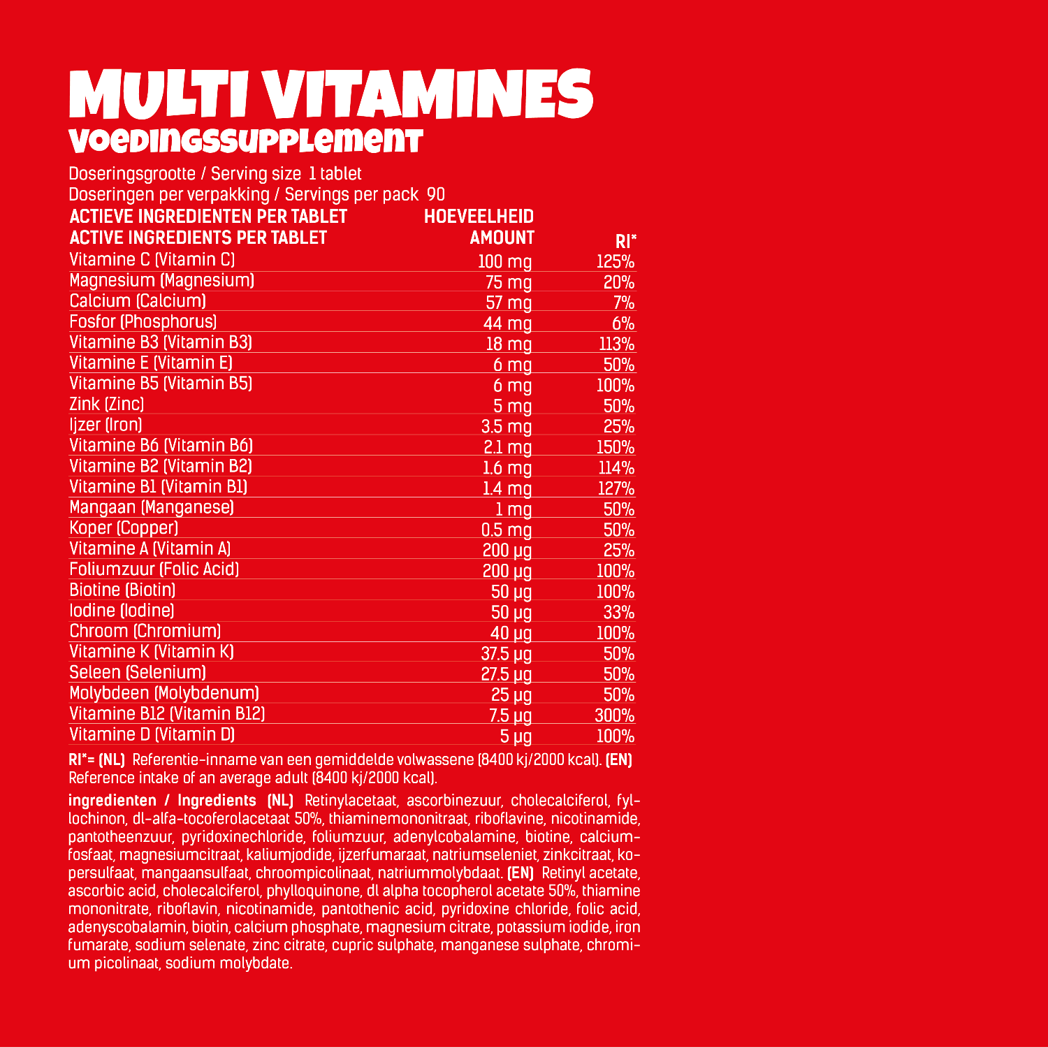 multi vitamine specs voedingswaarden energeticx 