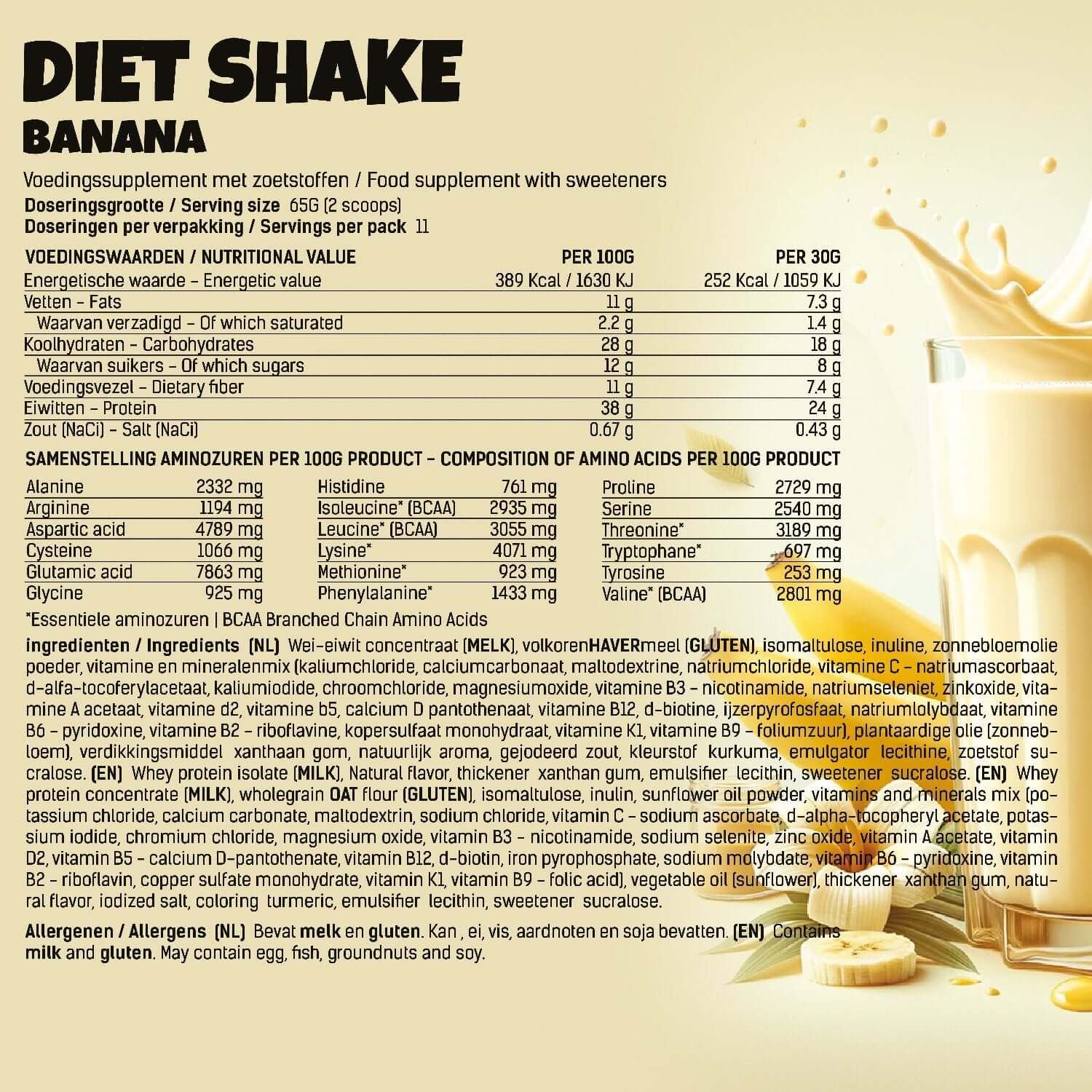 diet shake energeticx banana nutrional values
 