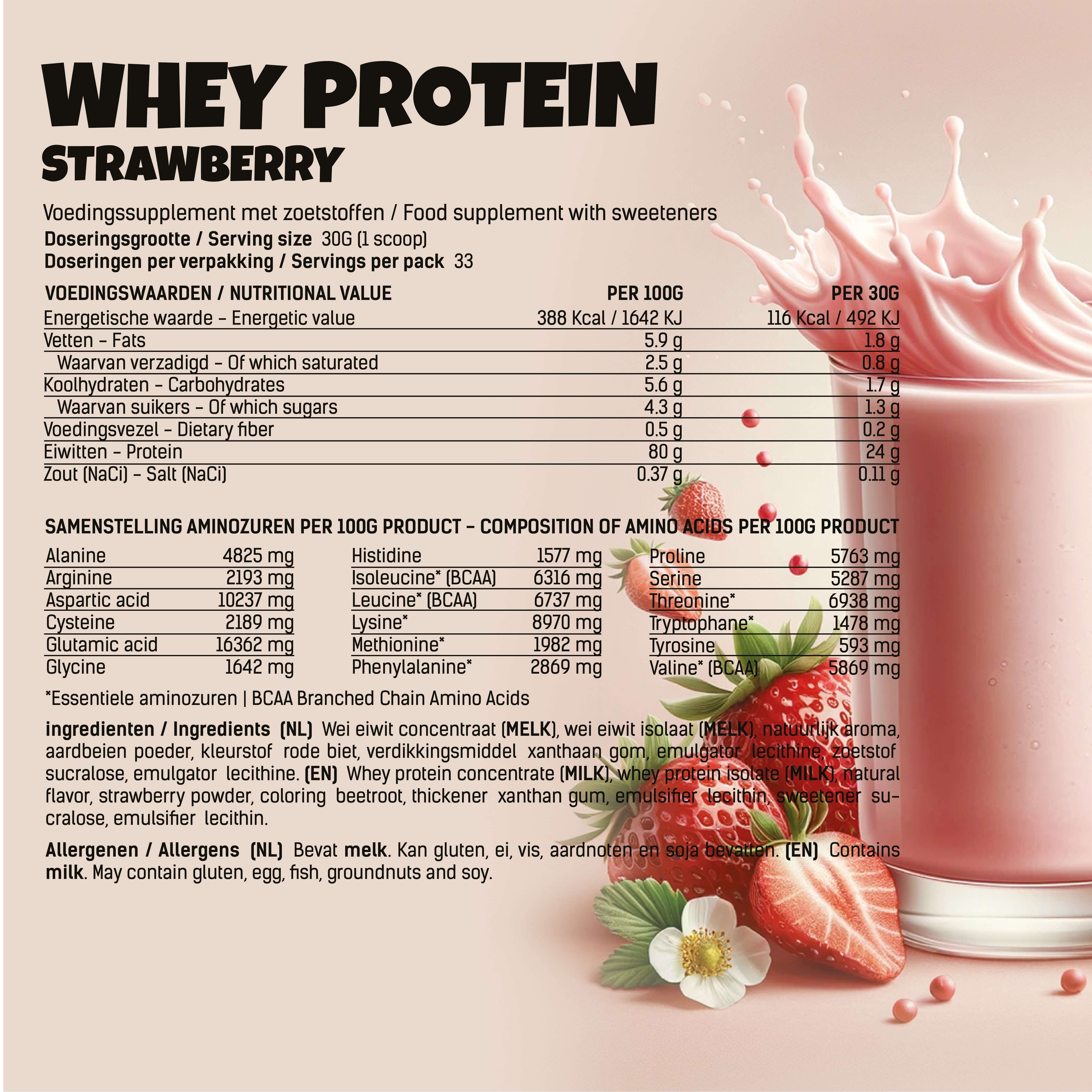 whey concentraat aminozuur profiel aardbei