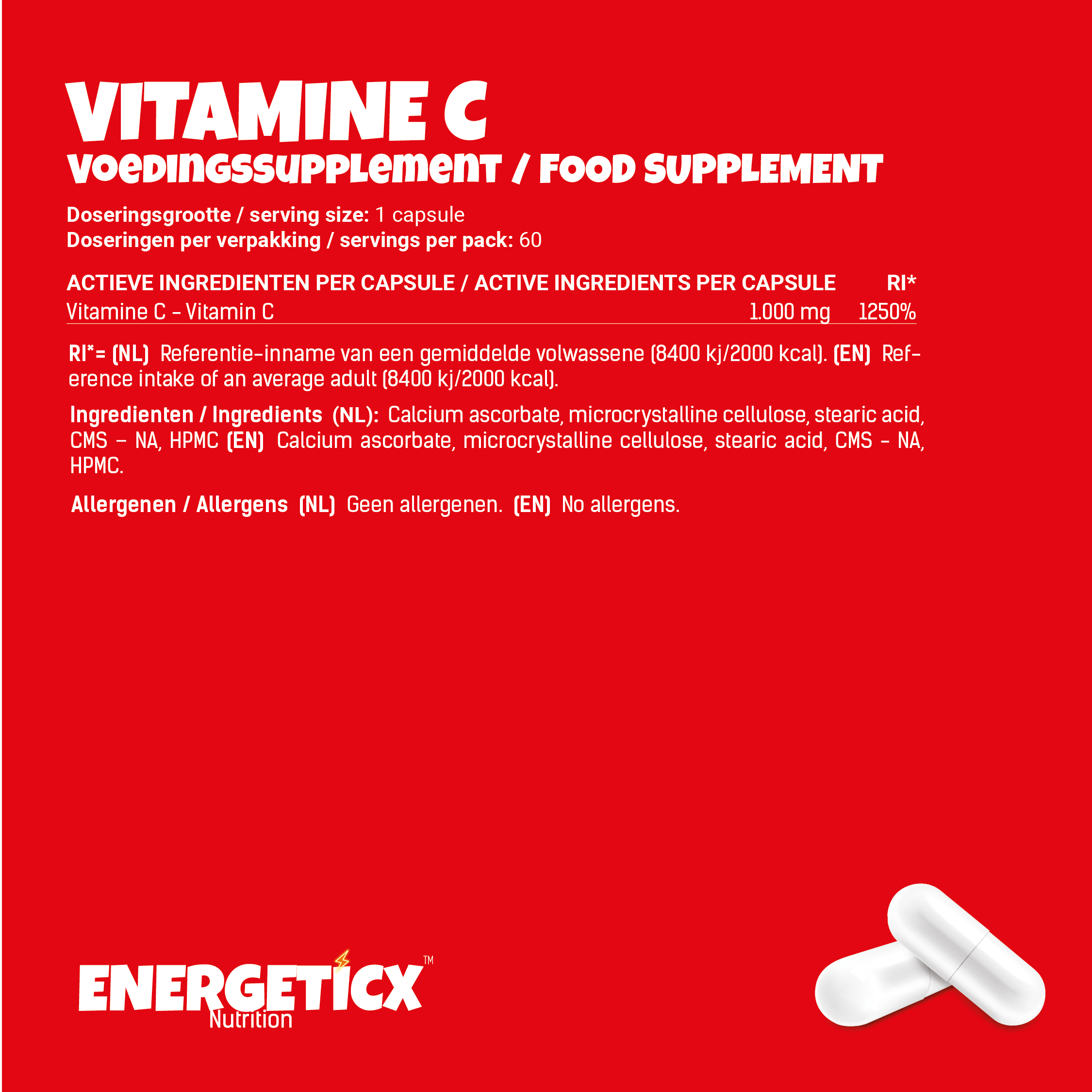 Energize & Revive Vitamine C1000 - Krachtige formule voor energie en vitaliteit met hoogwaardige vitamine C voedingswaarden