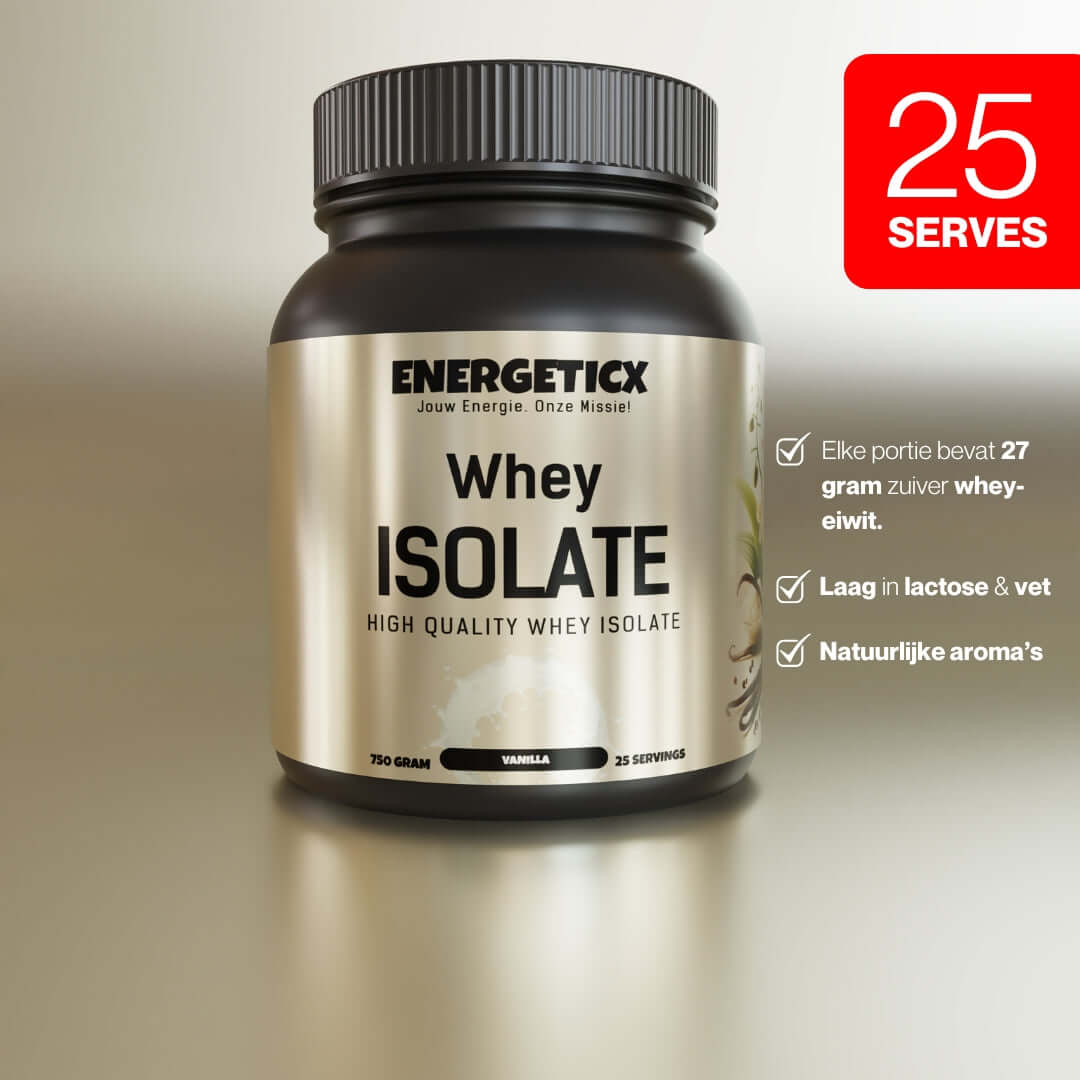 whey isolate vanille eiwit 27 gram  laag lactose vet 